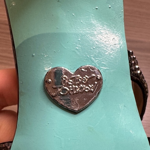 Betsey Johnson Black Strappy Rhinestone Heels - Picture 11 of 11